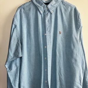 Ralph Lauren Men's Classic Fit Long Sleeve Button-down Collar Blue Stripe xXL